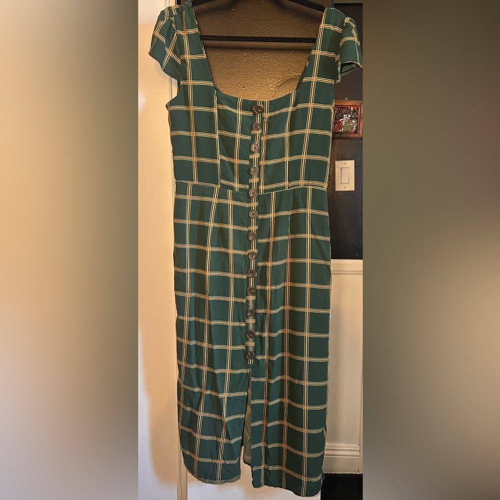 Trixxi Green Checkered Midi Dress Vintage Inspired Preppy XL